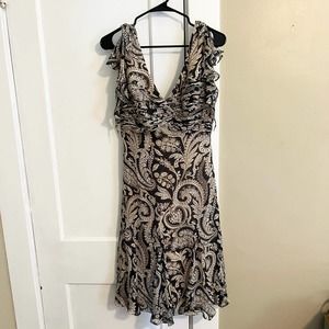 Badgley Mischka silk paisley Y2K era printed vintage dress neutral